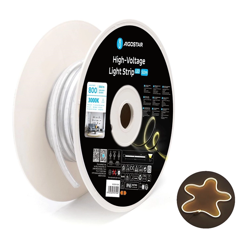 AIGOSTAR  LED STRIP 50M LED/400W/230V 3000K IP65