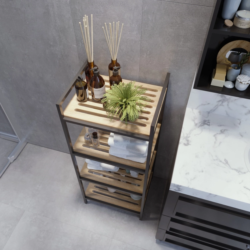 Badkamer rek STRALSUND 110x45 cm eiken/zwart