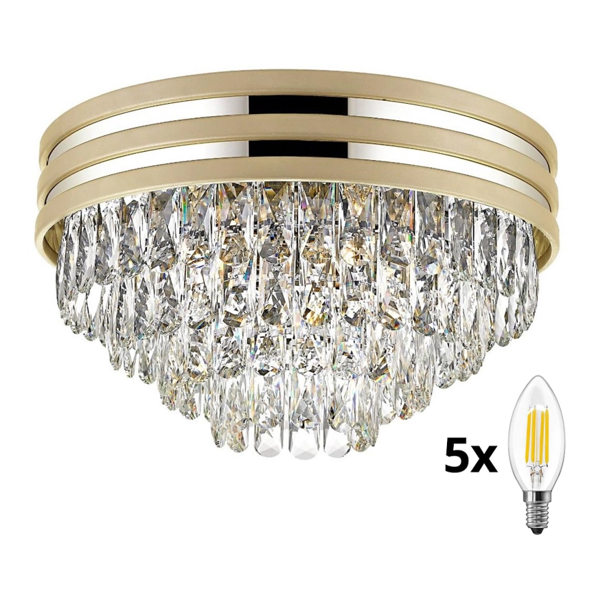 BRILAGI  LED KRISTALLEN PLAFONDLAMP VELURE 5XE14/40W/230V GOUD