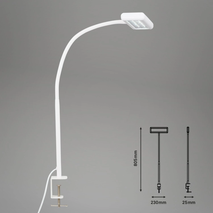 BRILO  LED FLEXIBEL TAFELLAMP MET CLIP TRASNA LED/7,5W/230V WIT