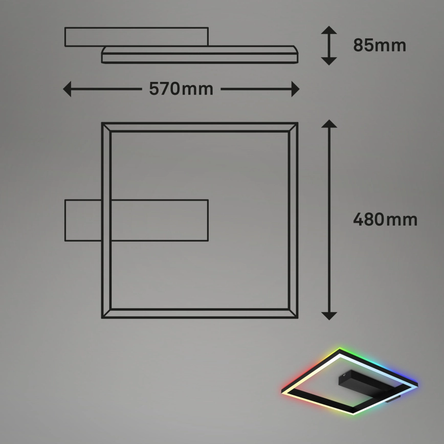 BRILO  LED RGBW DIMBARE BEVESTIGDE HANGLAMP FRAME LED/18W/230V 27006500K + AFSTANDSBEDIENING