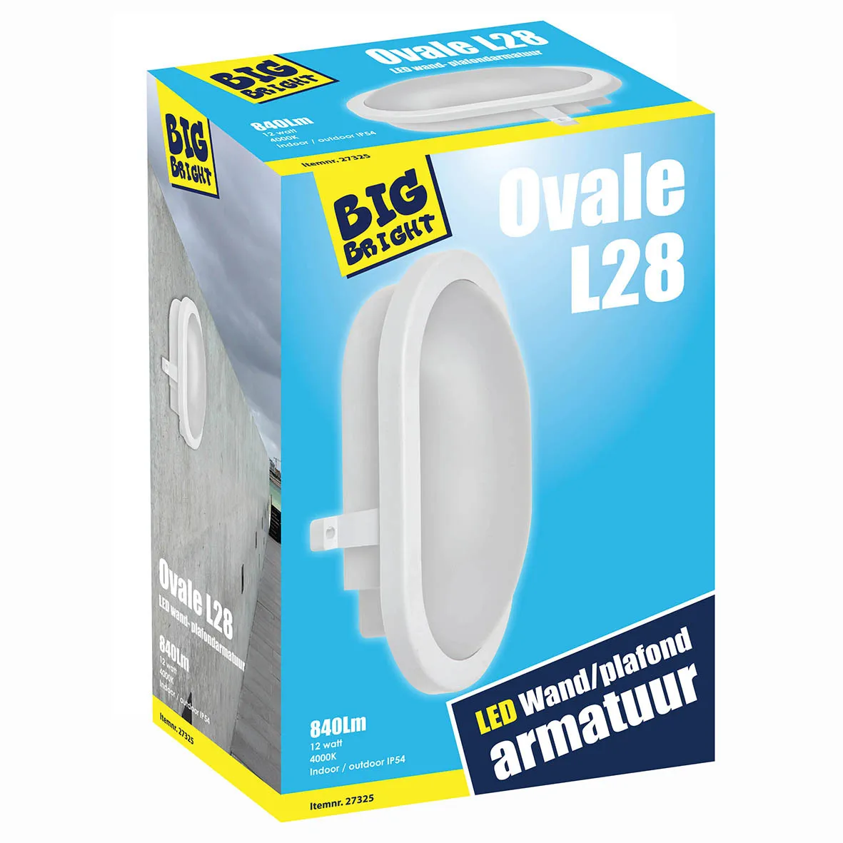 BULKHEAD OVALE L28 LED ARMATUUR 12W 4000K 840LM 22CM