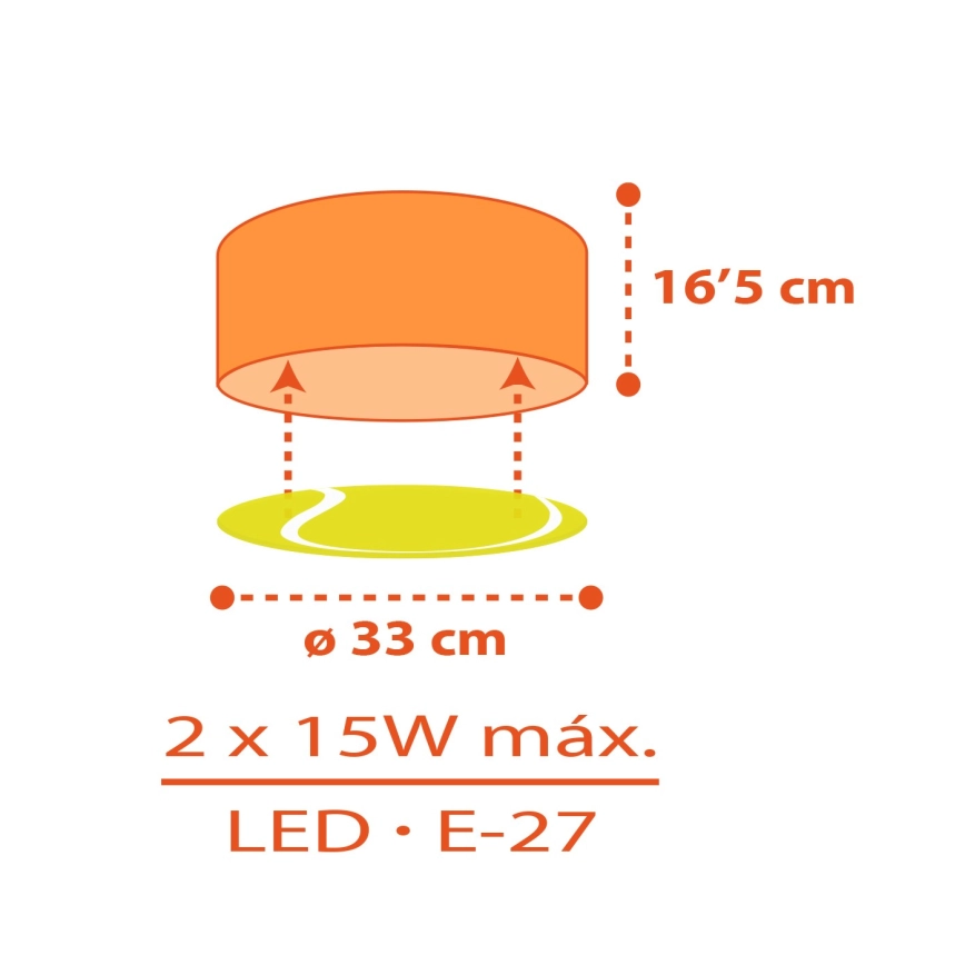 DALBER 41756  PLAFONDLAMP KINDERKAMER TENNIS 2XE27/15W/230V