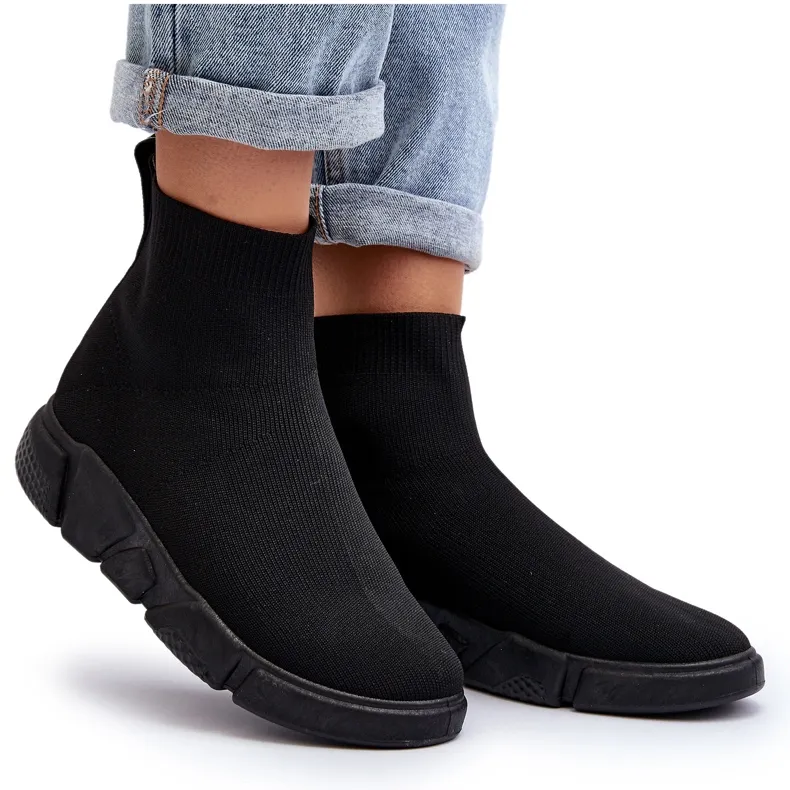 Damessportschoenen met sok Zwart Zirila