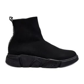 Damessportschoenen met sok Zwart Zirila