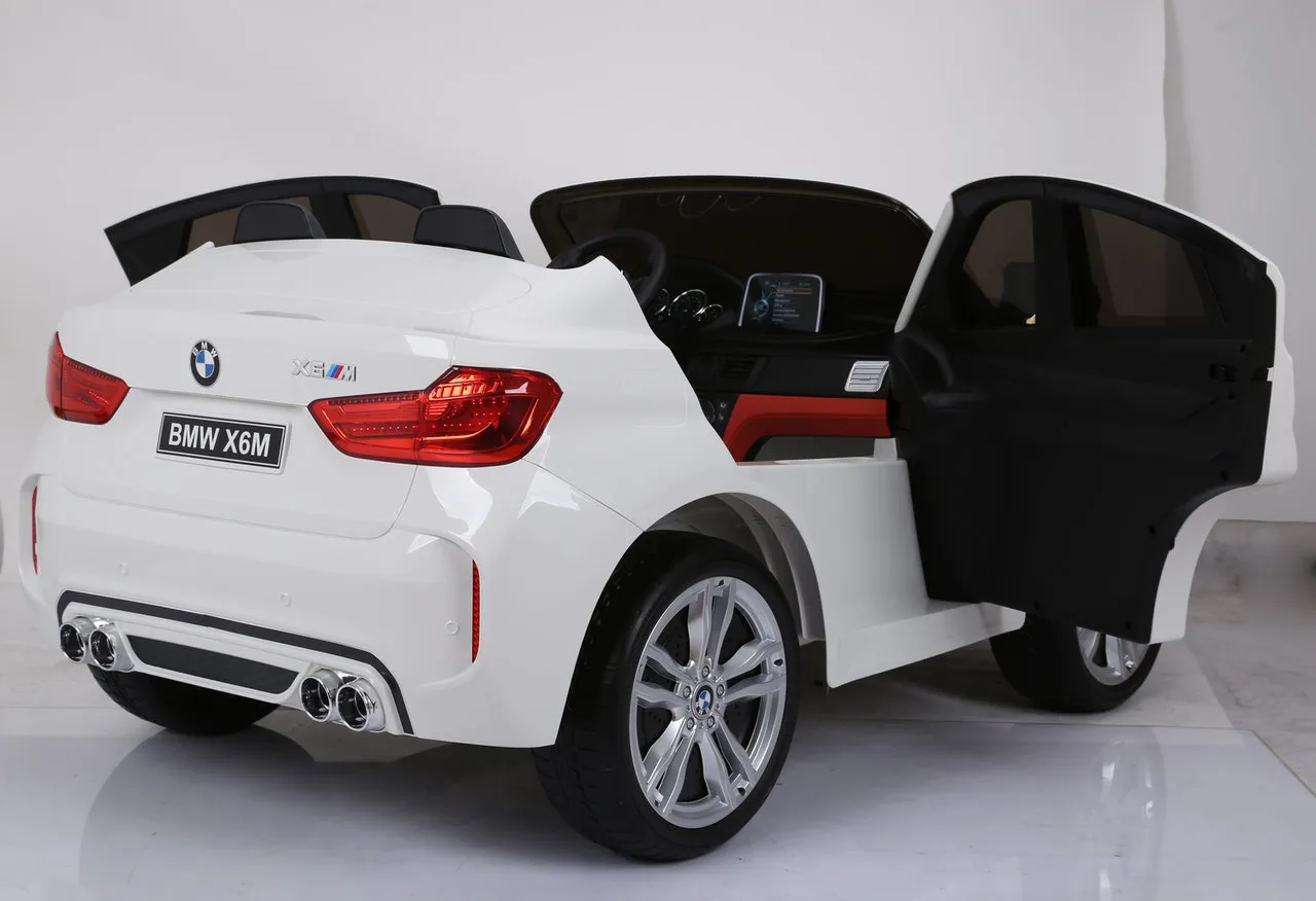 Elektrische Kinderauto BMW X6M Wit 12V Met Afstandsbediening 2 Persoons Auto