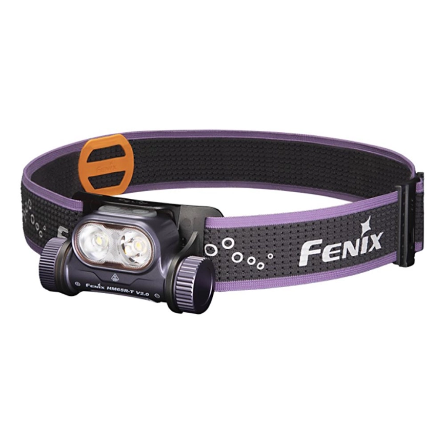 FENIX HM65RTV20PRP  LED DIMBAAR RECHARGEABLE HEADLAMP LED/USB IP68 1600 LM 300H ZWART/PAARS