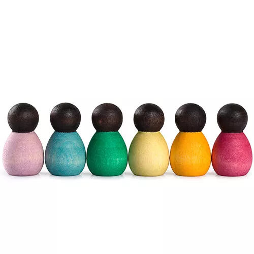 GRAPAT HOUTEN NINS® POPPETJES BABY'S IN EEN KOM  DONKER  6ST