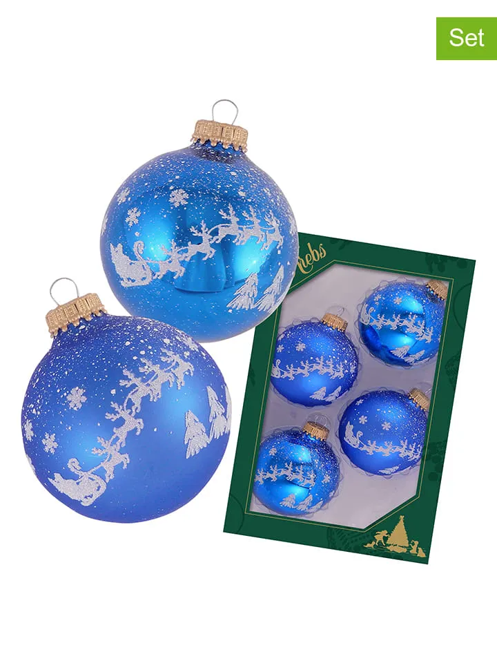 KERSTBALLEN BLAUW  4 STUKS  Ø 7 CM