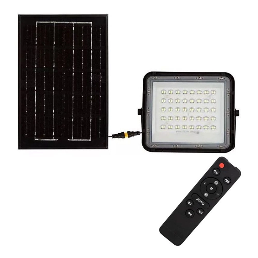 LED BUITEN DIMBAAR ZONNE SCHIJNWERPER LED/6W/3,2V IP65 4000K ZWART + AFSTANDSBEDIENING
