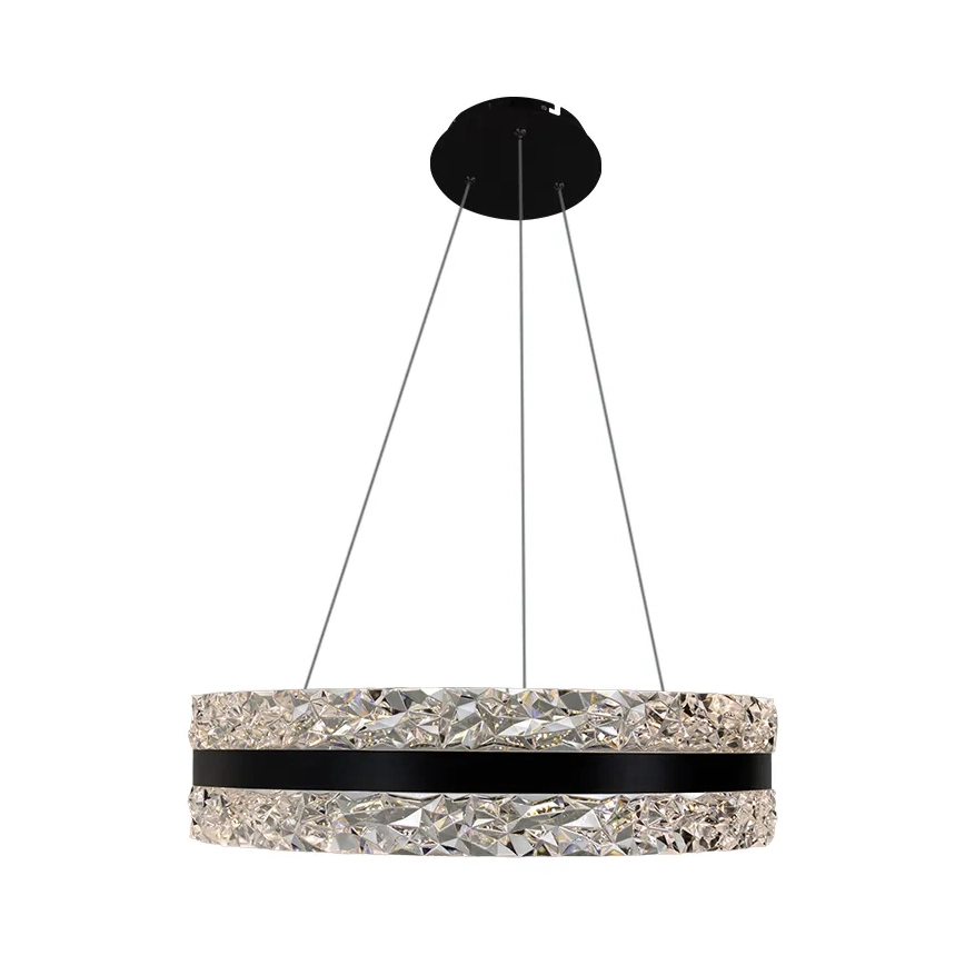 LED DIMBAAR KRISTAL HANGLAMP AAN EEN TOUW LED/80W/230V 30006500K ZWART + AFSTANDSBEDIENING