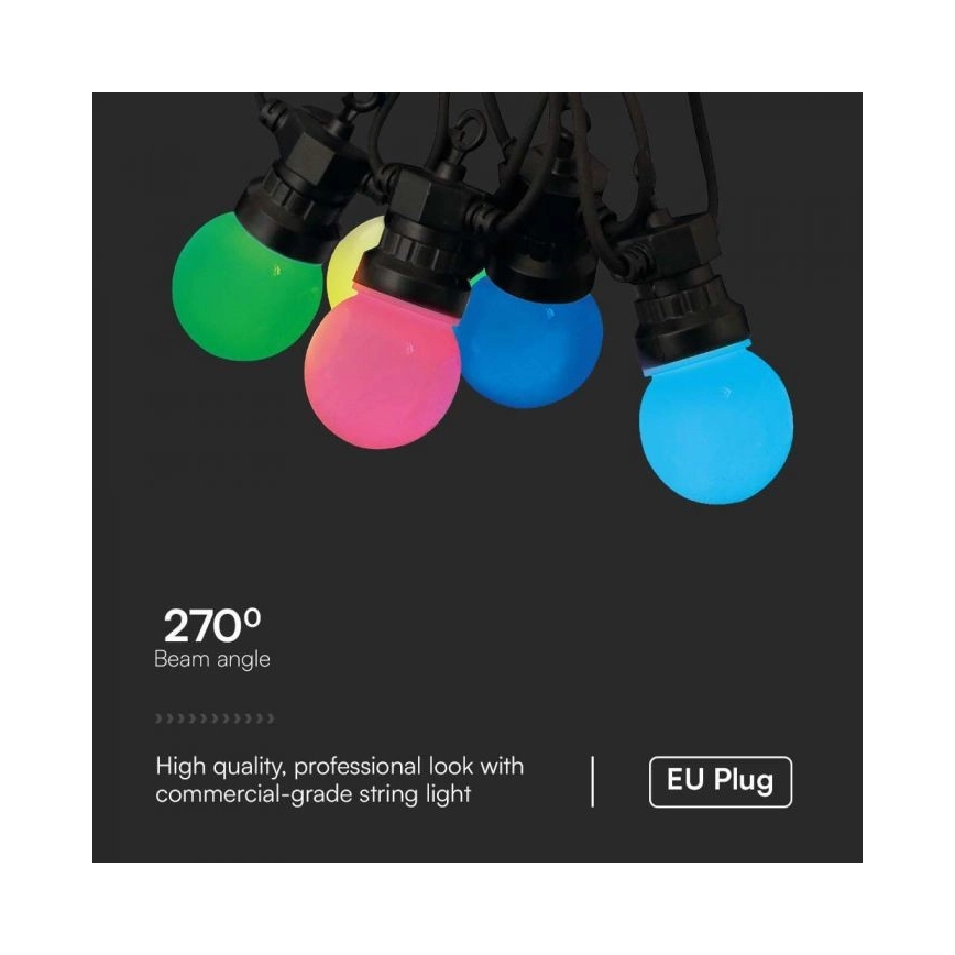 LED RGB Lichtketting voor buiten STRING 13 m 15xLED/0,5W/230V IP44 + afstandsbediening