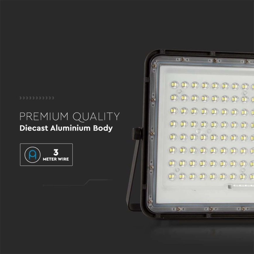 LED SCHIJNWERPER OP ZONNEENERGIE VOOR BUITEN LED/200W/3,2V 4000K ZWART IP65 + AFSTANDSBEDIENING