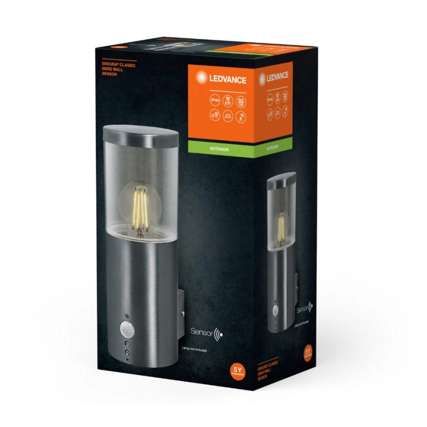 LEDVANCE  WANDLAMP VOOR BUITEN MET SENSOR EBRO 1XE27/20W/230V IP44