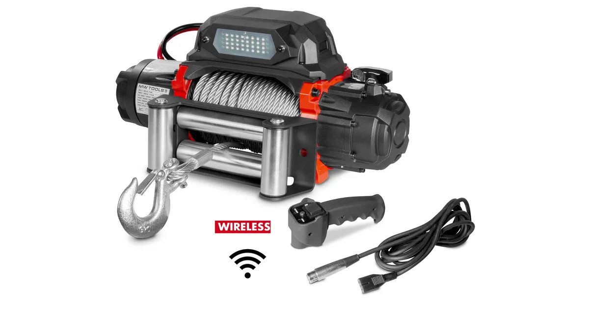 Lier 12V 5443kg 26m kabel staal draadloze afstandsbediening MW Tools