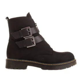 Marco Shoes Zwarte dameslaarzen op een dikke transparante bodem