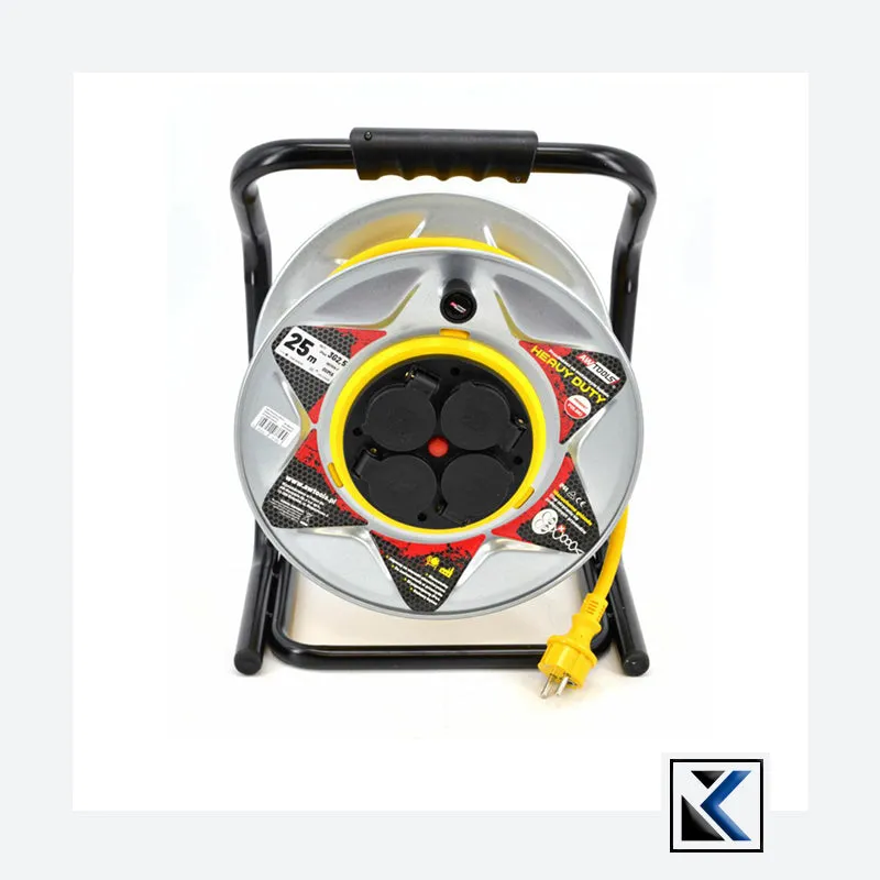 Metalen stroomhaspel HD 25m  GEEL 16A/ 3680W/ IP44