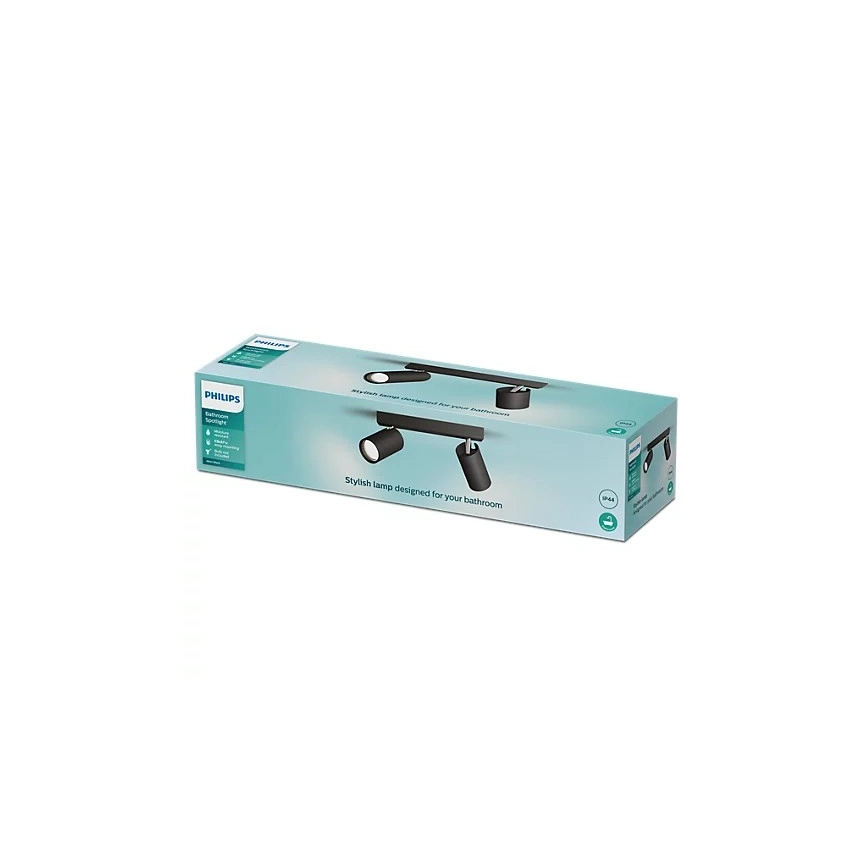 PHILIPS  BADKAMER SPOT IDRIS 2XGU10/5W/230V IP44 ZWART