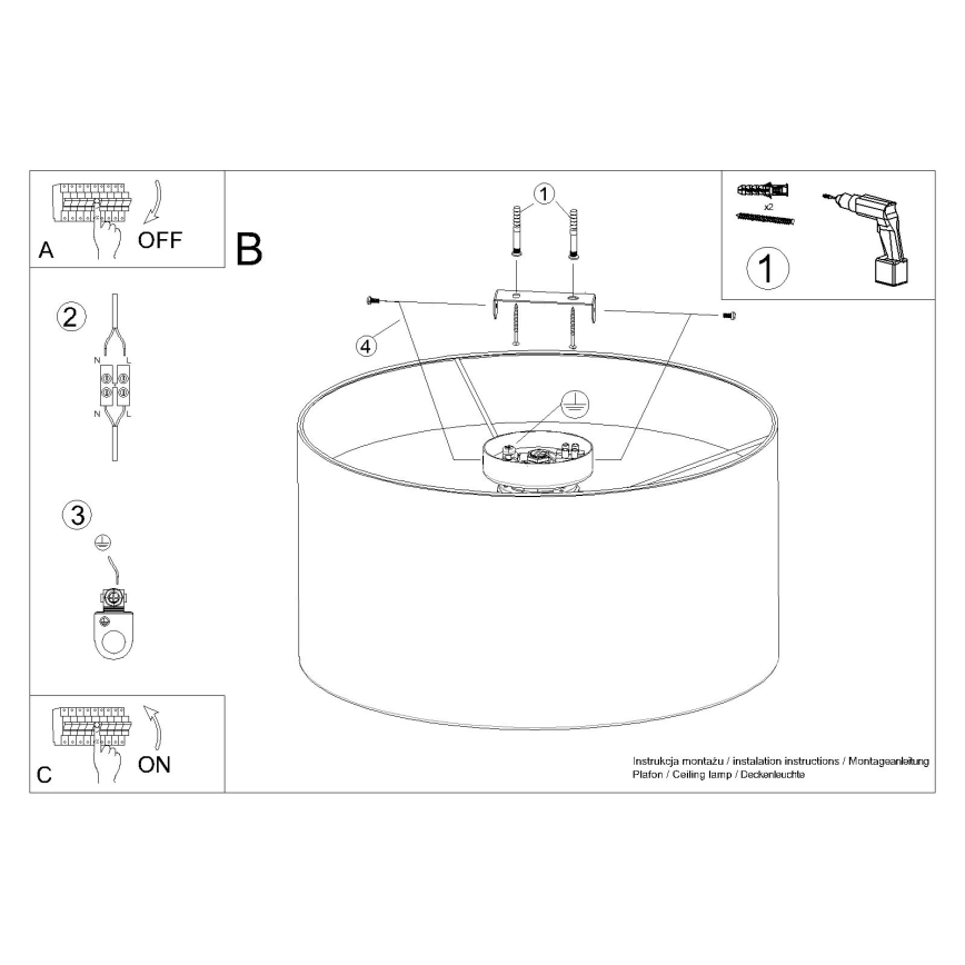 Plafondlamp TELESTO 1xE27/15W/230V diameter 35 cm wit/beige