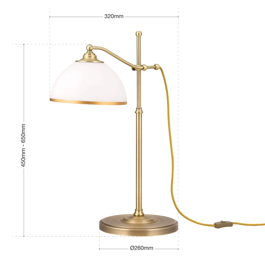 Tafellamp OLD LAMP 1xE27/40W/230V 65 cm wit/messing