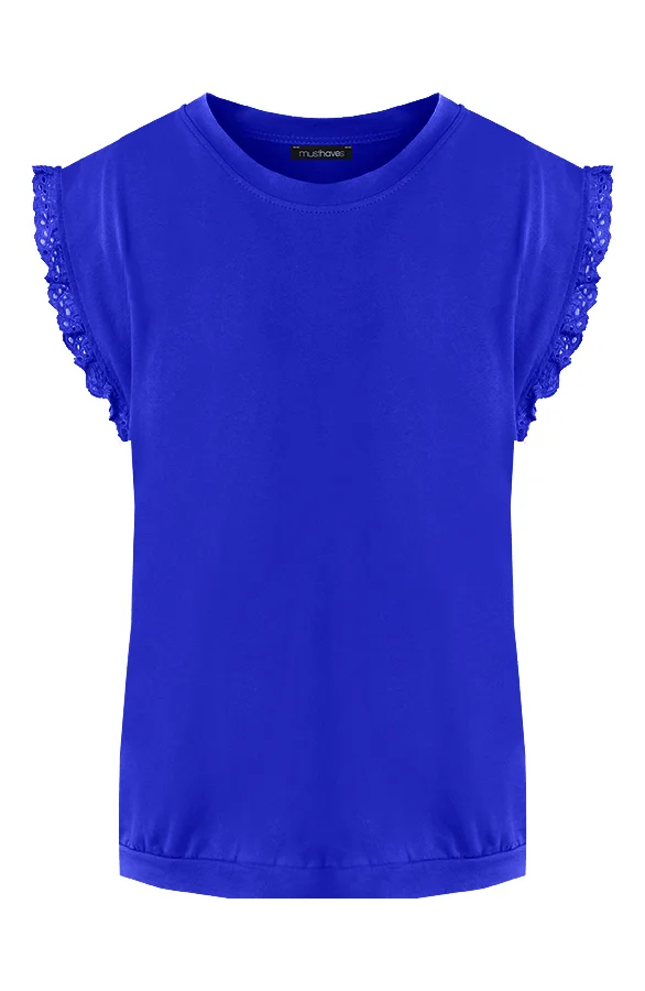 Top Met Embroidery Kobalt