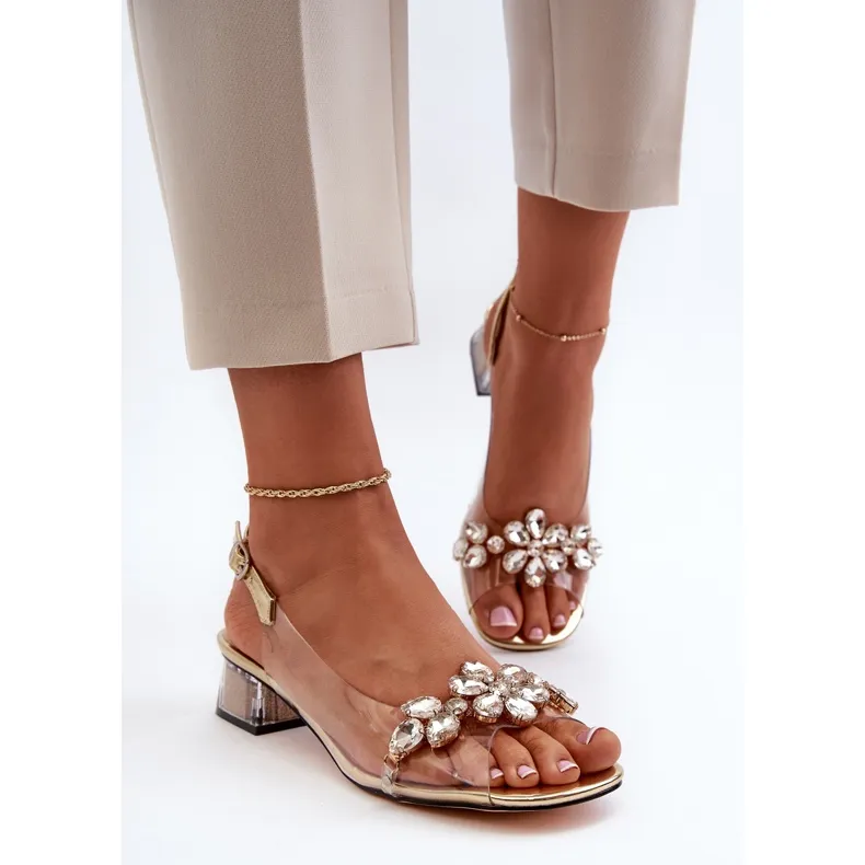 TRANSPARANTE SANDALEN OP EEN GOUDEN BLOK S.BARSKI MR38W1