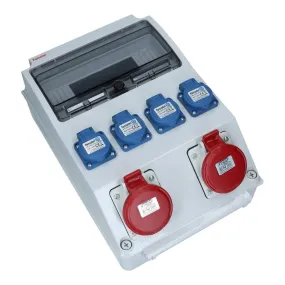 Wandverdeelkast voorbedraad IP44 2x CEE 16A 5p 4x schuko