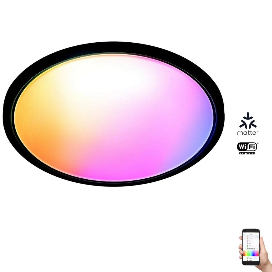 WIZ  DIMBARE LED RGB PLAFONDLAMP SUPERSLIM LED/22W/230V 27006500K WIFI ZWART